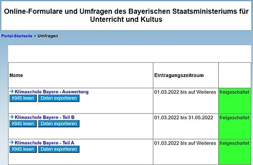 Screenshot Schulportal Umfragen